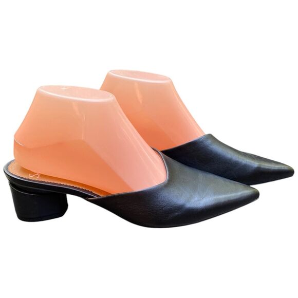 Franco Sarto A-VISA Slip on Mule Shoes Black Leather Women's Size 7.5 M - Picture 1 of 10